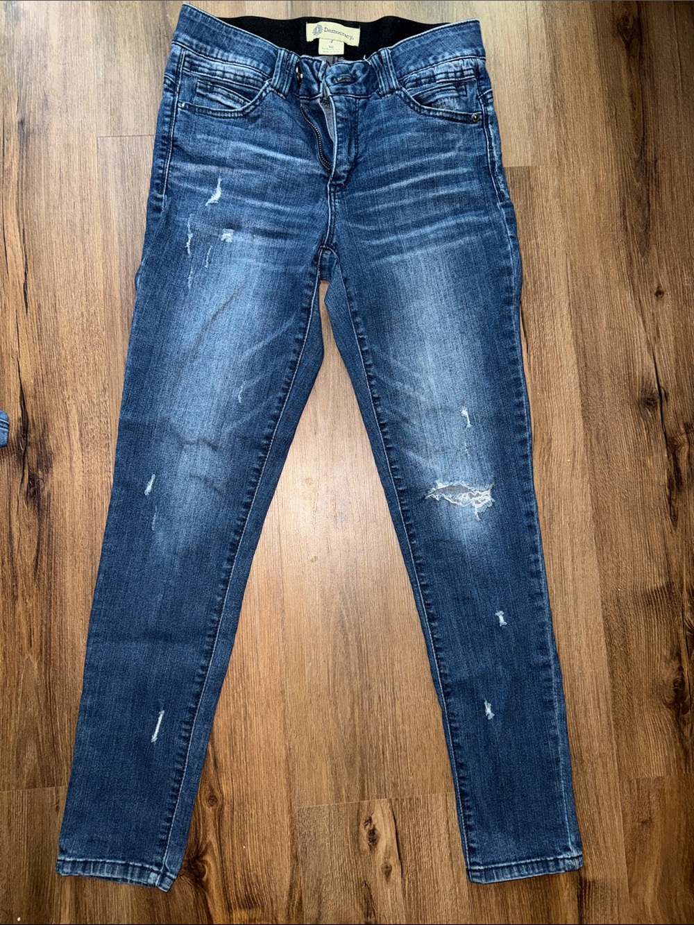 Democracy Dark Blue Distressed Skinny Jeans